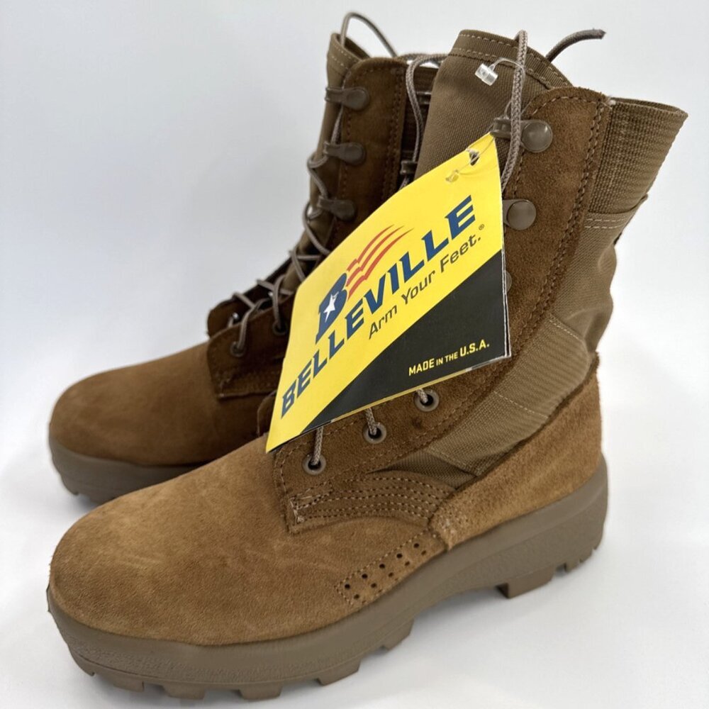 Belleville Boots Mens 5 R Brown Leather Military Combat Vibram 17-D-0008 NEW